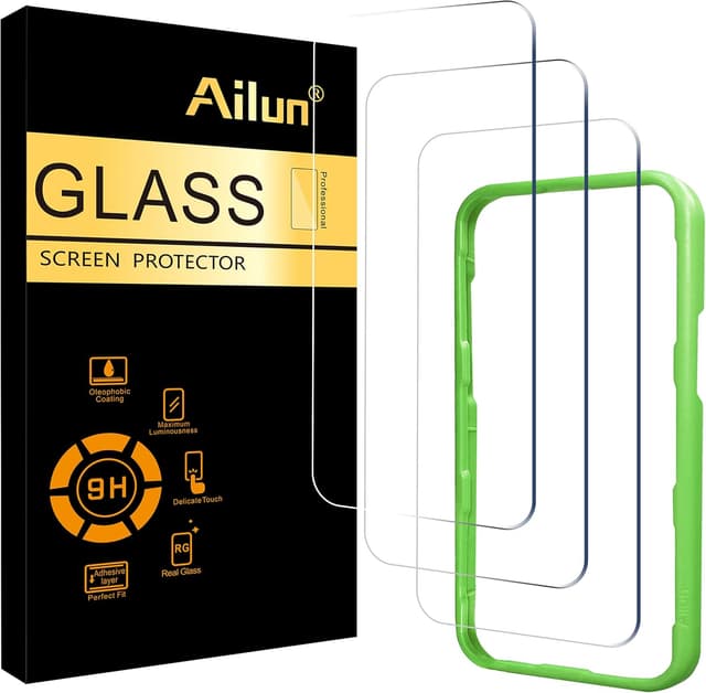 Detalle de Ailun 3 Pack Tempered Glass Screen Protectors for iPhone 17 / iPhone 16 Pro (6.3 inch) with Installation Frame