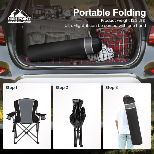 Thumbnail 6 de HIGH POINT SPORTS Campingstuhl Faltbar bis 160 kg