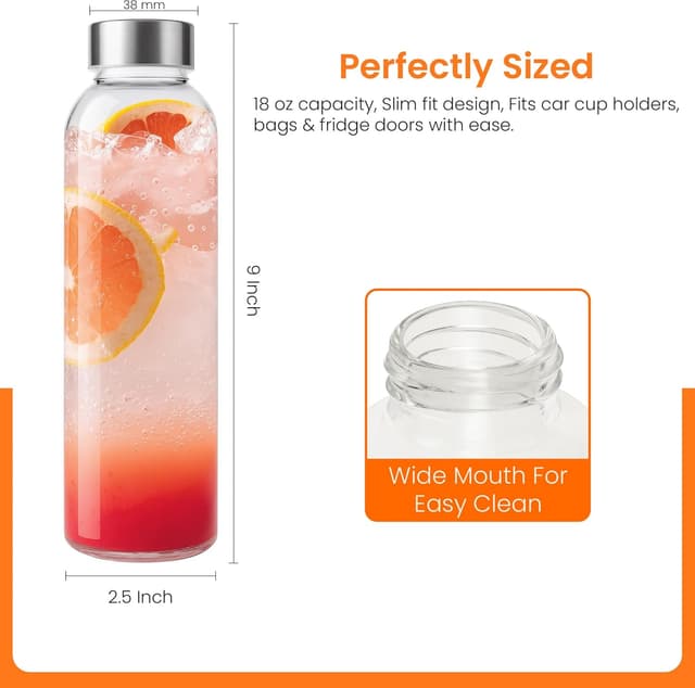 Detalle 2 de Epica Clear Glass Bottles 18oz Reusable 🧃