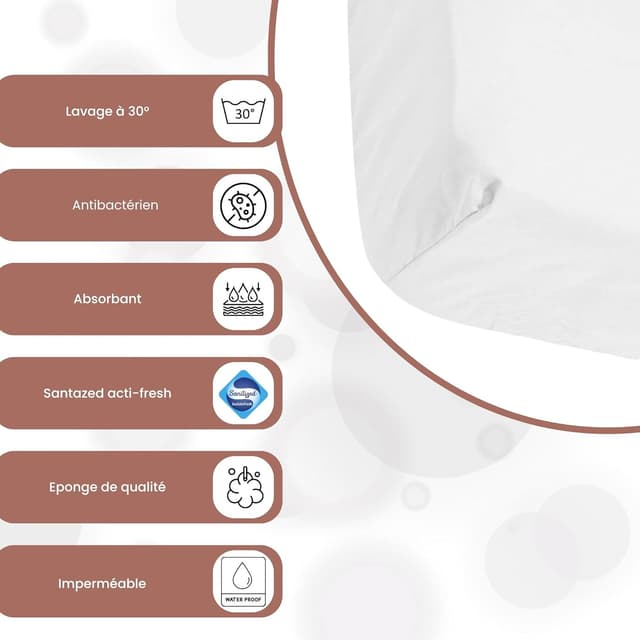 Detalle 2 de TROIS KILOS SEPT protège matelas bébé 70 x 140 cm imperméable et alèse en éponge