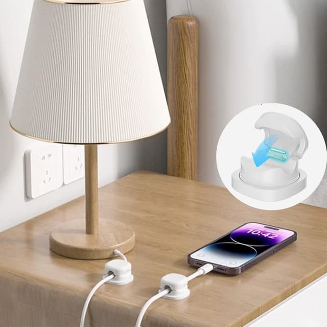 Detalle de Chuainxin Kabelorganizer-Set mit 6 drehbaren, selbstklebenden Kabelhaltern und Klettband