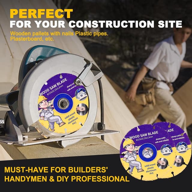 Thumbnail 6 de Indrnif 2x Sägeblatt für Winkelschleifer 115 mm (Hartmetall/Flex) – Trennscheibe für Holz & weitere Materialien