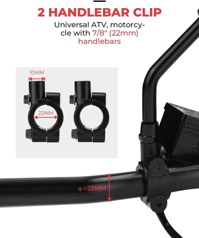 Detalle 2 de KEMIMOTO motorbike mirror set with E mark, universal 7/8 inch fit (2 pack)