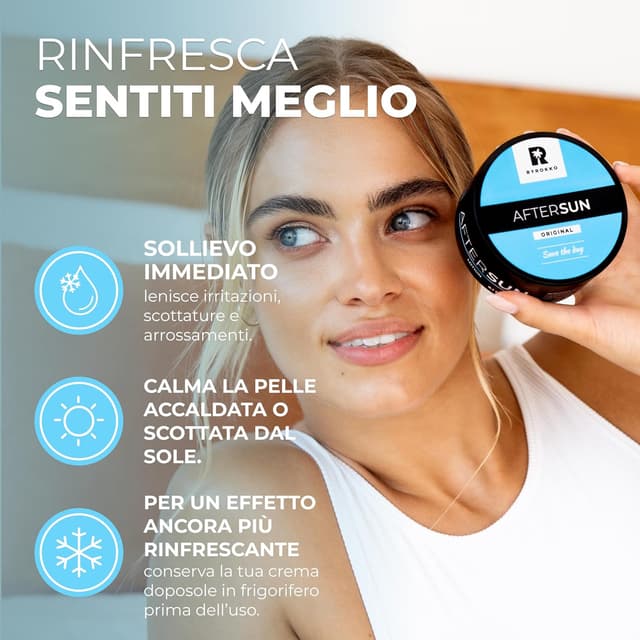 Detalle de BYROKKO Crema doposole con mentolo, burro di mango e vitamina E (vegana)