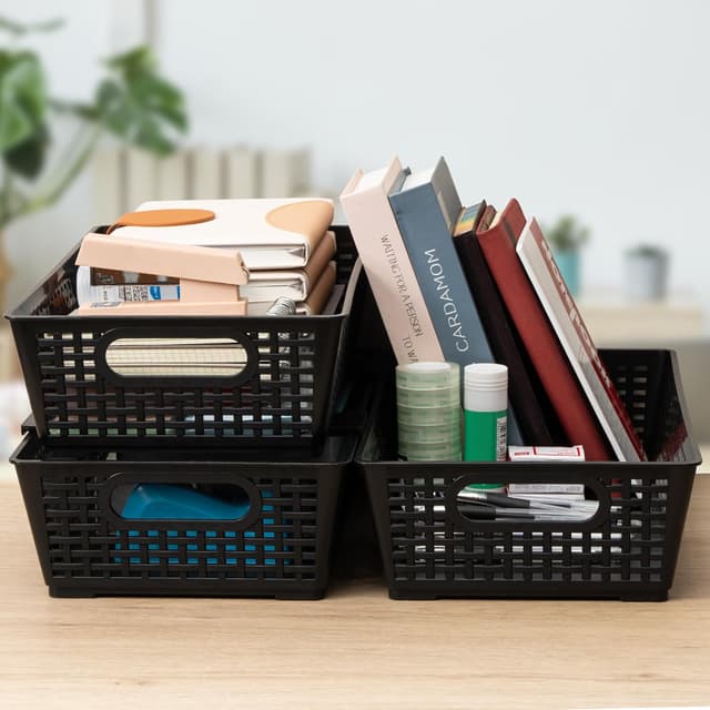 Thumbnail 6 de Tiawudi Stackable Woven Plastic Baskets 14.7in