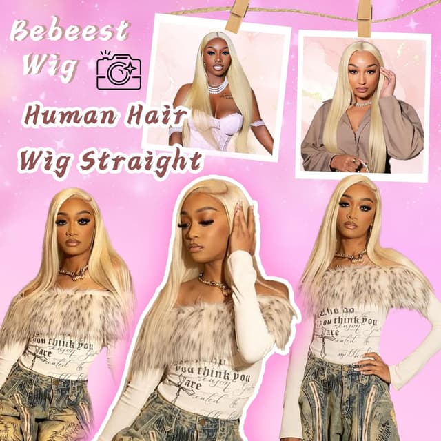 Detalle de Bebeest 30 Inch 613 13x6 HD Lace Front Wig (Human Hair Straight, 200% Density)