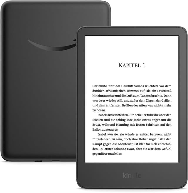 Detalle de Amazon Kindle (neueste Generation) – leicht & kompakt, blendfreier 6‑Zoll‑E‑Ink, 16 GB, mit Werbung – schwarz