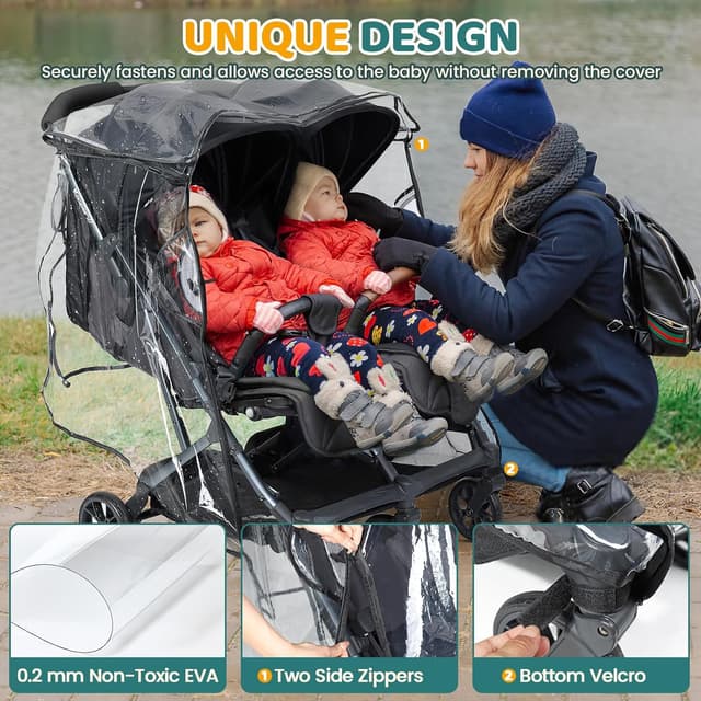 Detalle 2 de Orzbow Universal Rain Cover for Double Pushchair ๐