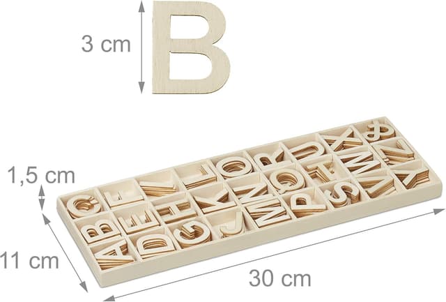 Thumbnail 3 de Relaxdays Letras de Madera, 162 Piezas, Alfabeto Natural