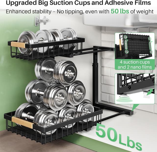 Detalle 2 de Under-Sink Sliding Organizer 2-Pack ๐