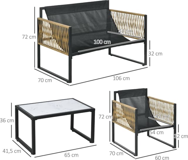 Thumbnail 6 de Outsunny Salon Jardin Extérieur 4 Pièces