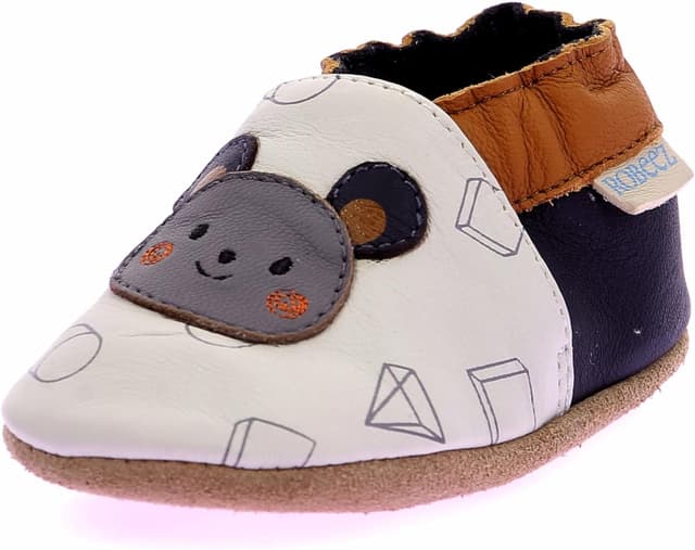 Detalle de Robeez Geometric Style – chaussons d’intérieur en cuir souple pour garçon
