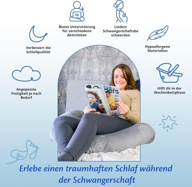 Thumbnail 2 de Ella Schwangerschaftskissen U‑Kissen 155 x 80 cm Grau