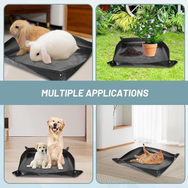 Detalle de Wasserdicht Haustier Laufgittermatte (150 x 100 cm) – wasserfeste Unterlage für Meerschweinchen, Kaninchen & Co.