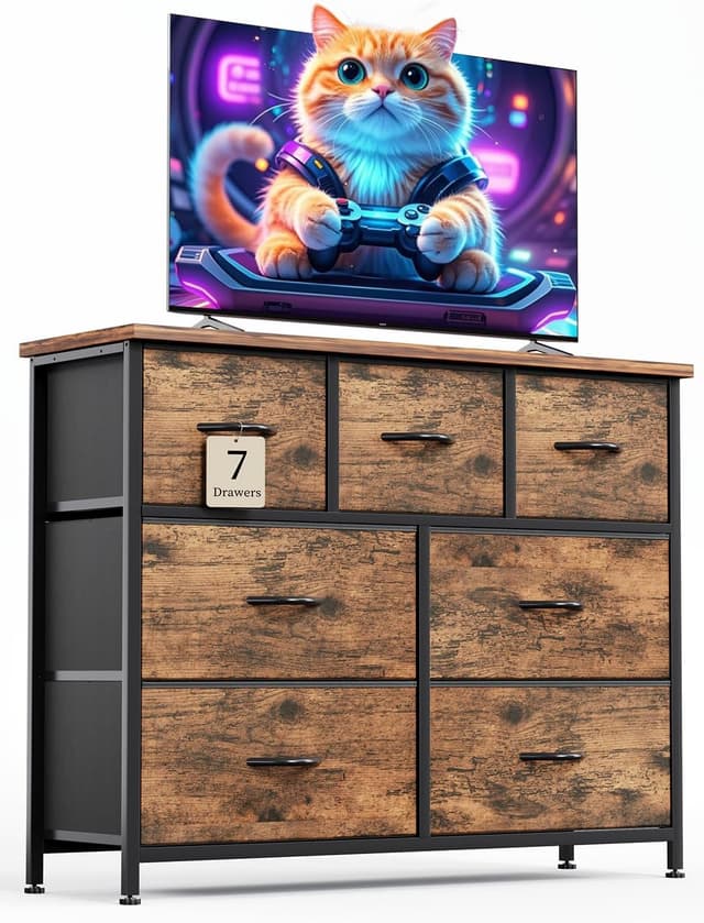 Detalle de CAIYUN 7-Drawer Fabric Chest of Drawers for Bedroom & Hallway Storage