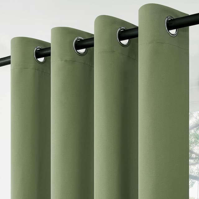 Detalle 2 de Rideaux occultants courts à œillets Topfinel vert sauge L140 x H175 cm (lot de 2) pour chambre