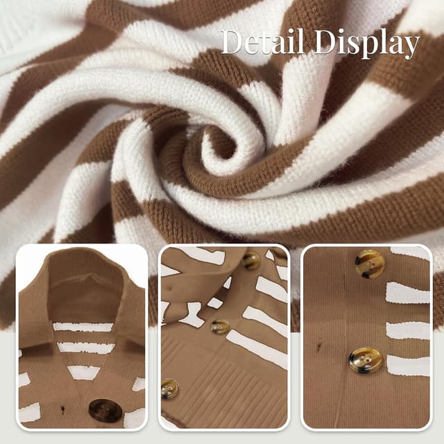 Detalle 1 de Truwelby women’s v-neck open-front striped cardigan sweater