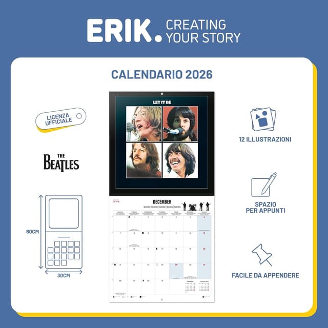 Thumbnail 2 de Grupo Erik Calendario da muro The Beatles 2026 30x30 cm 🗓