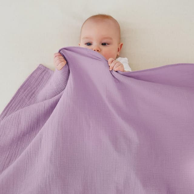 Thumbnail 5 de Kewlife gift Baby Pucktuch Musselin-Wickeldecke 104 x 94 cm aus 100 % Baumwolle (Lila/Rosa)