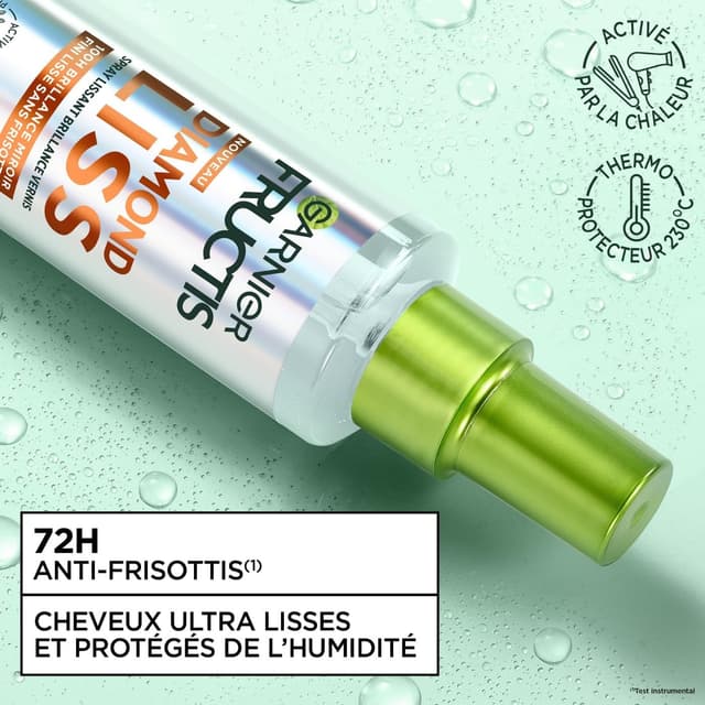 Detalle de Garnier Fructis Diamond Liss – Spray lissant brillance diamant thermo-protecteur, anti-frisottis, 150 ml
