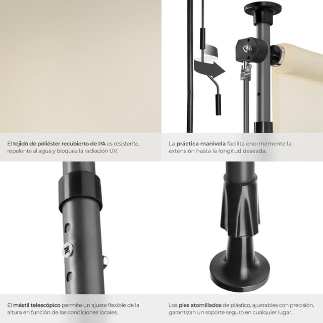 Thumbnail 4 de tectake Toldo Vertical 150x310 cm beige