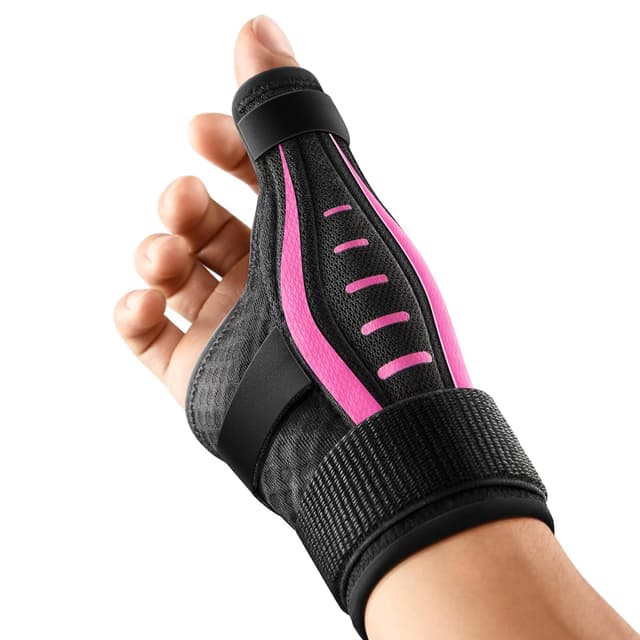 Detalle de Thumb Support for Arthritis thumb splint brace (Right/Left), Trigger Thumb & De Quervain’s pain relief, breathable mesh (Pink)