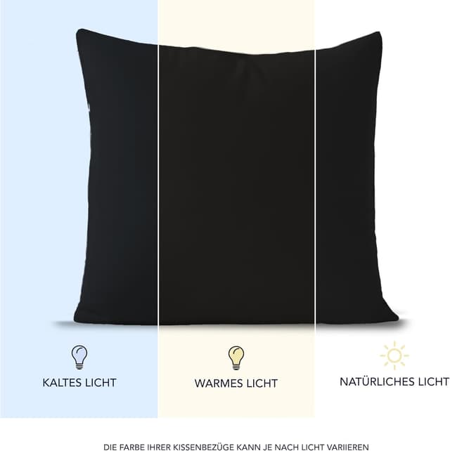 Detalle de Dreamzie Kissenbezug 40x40 cm (Set mit 2) aus 100% Jersey-Baumwolle – schwarz