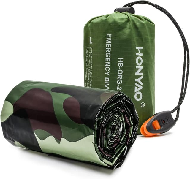 Detalle de HONYAO Emergency Bivvy Bag – portable waterproof survival shelter & emergency sleeping bag liner