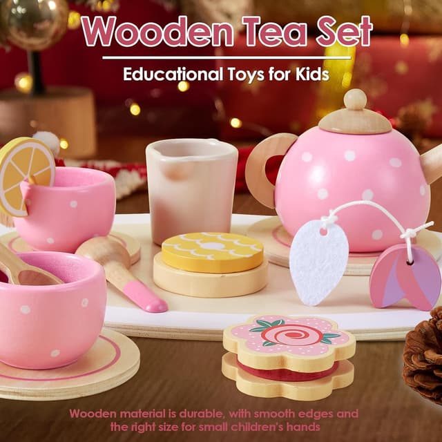 Thumbnail 3 de AOLEVA Wooden Afternoon Tea Set for Toddlers