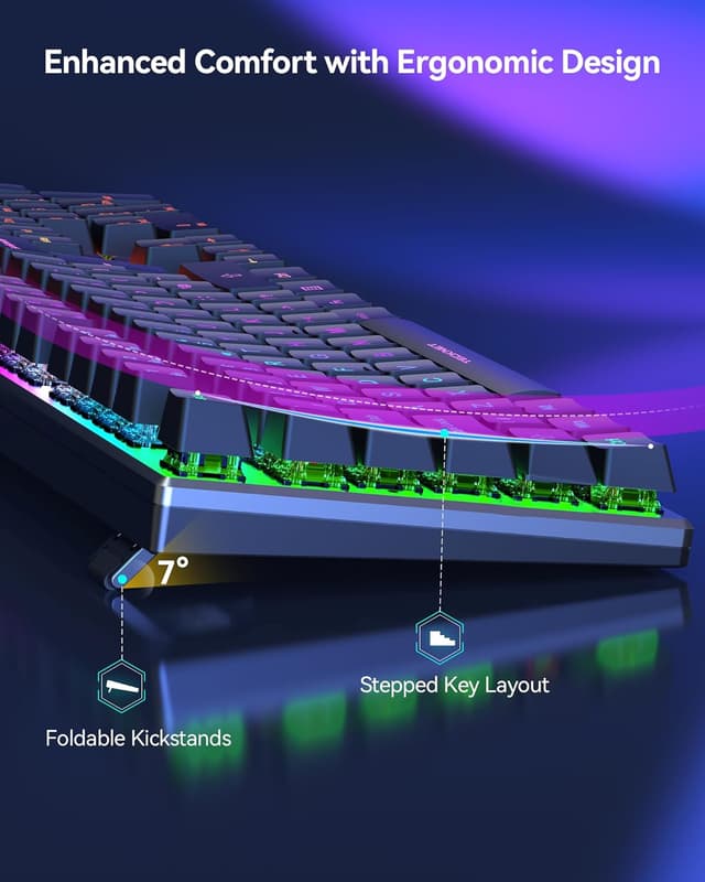 Thumbnail 5 de TECKNET Mechanical Gaming Keyboard 109 keys ⌨