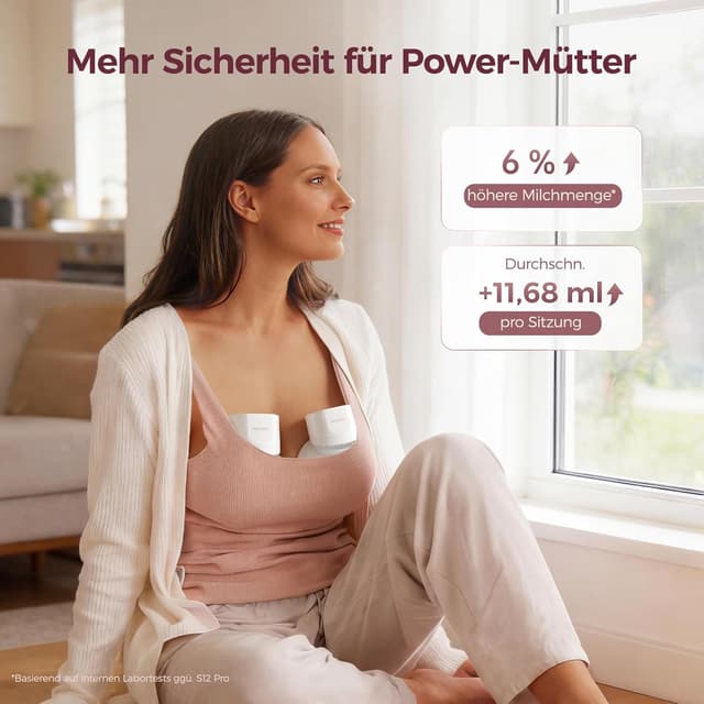Detalle de momcozy S12 Pro Quick elektrische Milchpumpe freihändig (DoubleFit Hybrid-Brusthaube) – S12 Pro Quick, 1er-Set, weiß