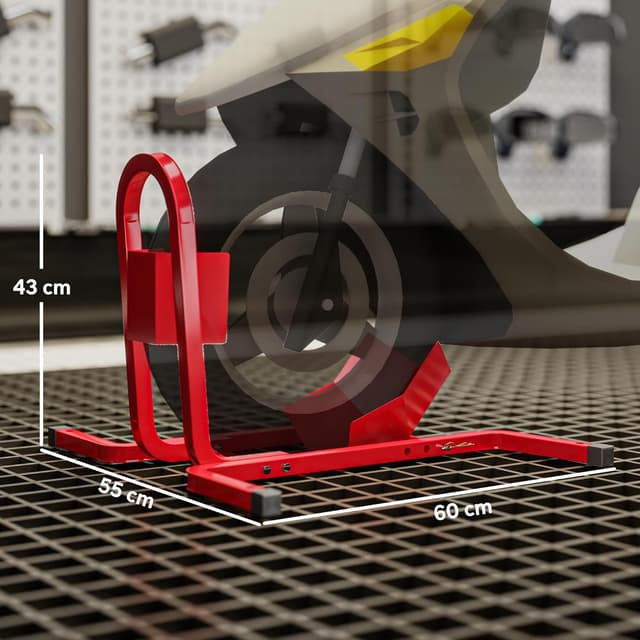 Thumbnail 6 de HOMCOM lève moto d’atelier pour béquille et roue avant (17 à 21 pouces) en métal époxy rouge