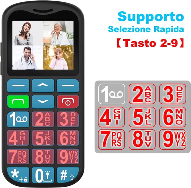 Detalle de Uleway Telefono Cellulare per Anziani 4G con Tasti Grandi e Tasto SOS, Nano SIM, USB-C, Display 1,77