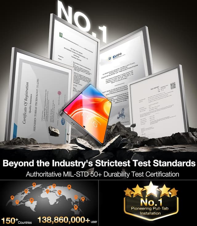 Detalle 2 de TORRAS for Samsung S25 Ultra Tempered Glass Screen Protector (2 Pack) with fingerprint-friendly tech