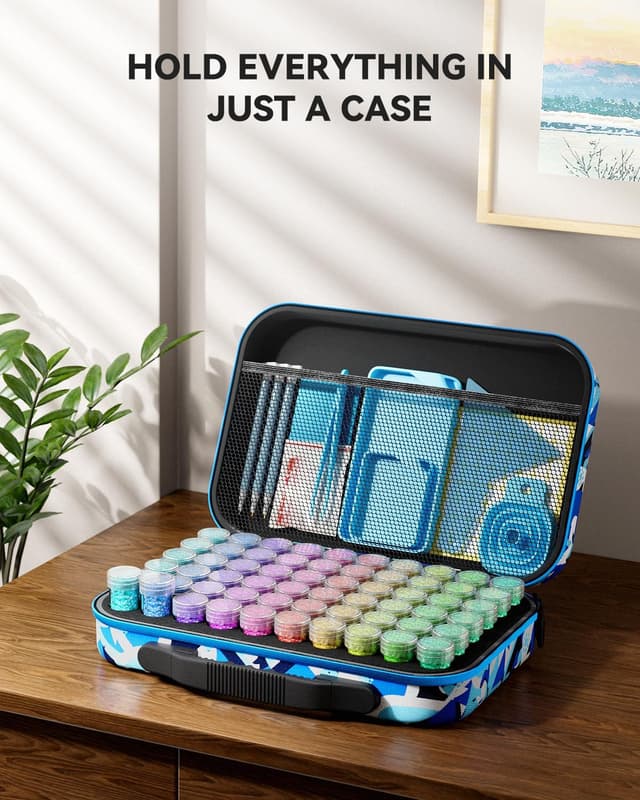 Detalle 2 de ARTDOT 5D Diamond Art Storage Boxes with 60 Slots (Blue) + 101 Painting Accessories and Tools