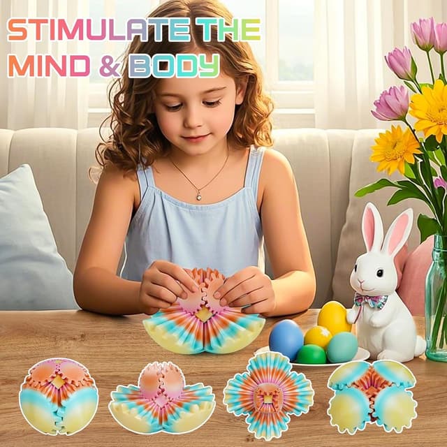 Detalle de 3D Printed GearSphere fidget toy – Multicoloured rotatable gear ball (Sunset Mirage, 2.5")