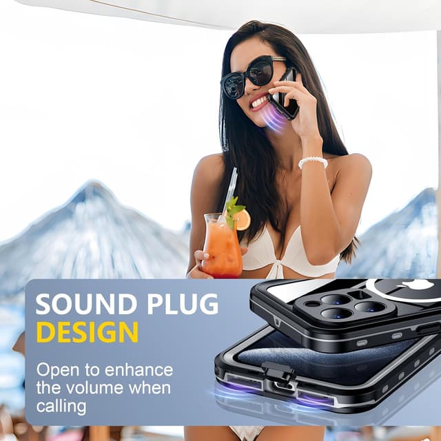 Detalle de Red2Fire iPhone 15 Pro Max Waterproof Case (IP68) with Built-in Screen & Camera Protection, MagSafe Compatible