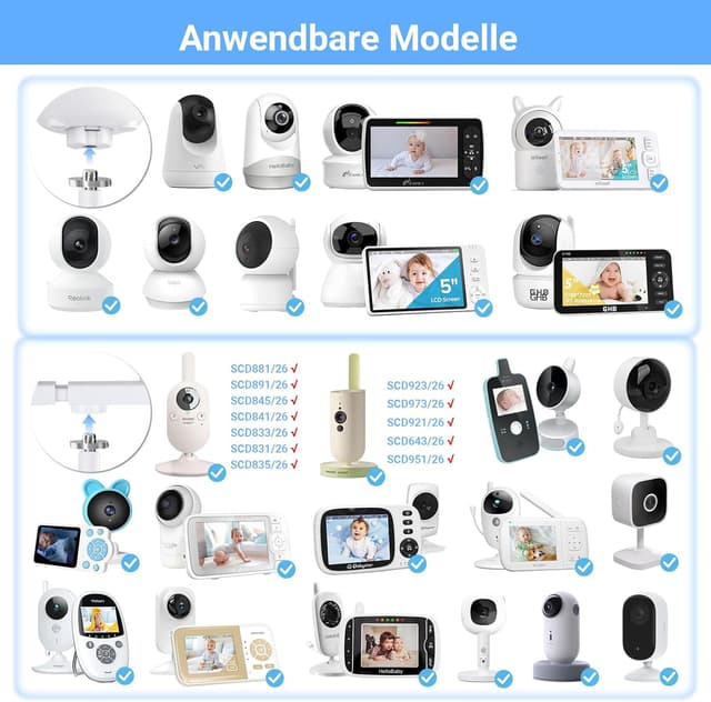 Detalle 2 de ToyGem Halterung für GHB Babyphone — universeller Ständer für Babykamera