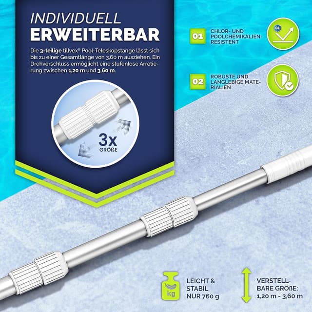 Thumbnail 4 de tillvex Asta telescopica per Piscina 1,20–3,60 m