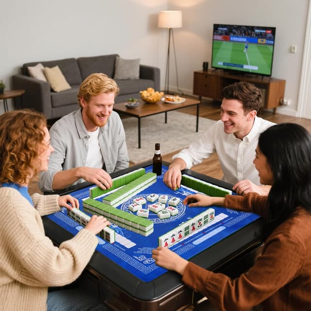 Detalle de Mahjong Mat for Table (32×32 Inch) Non-Slip Rubber Table Cove with Carrying Bag (Green)