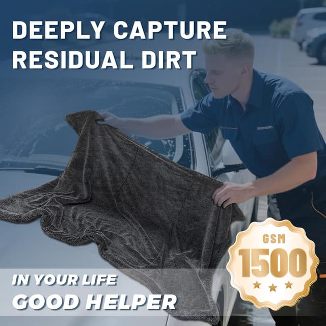 Detalle 2 de Ghguole Car Drying Towel Extra Large (90 x 70cm, 1500GSM) – Double-sided thickened microfiber drying cloth