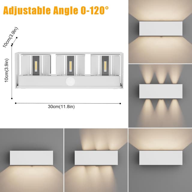 Detalle de Klighten applique murale LED 30W étanche IP65 avec détecteur de mouvement et faisceau réglable (4000K blanc naturel)