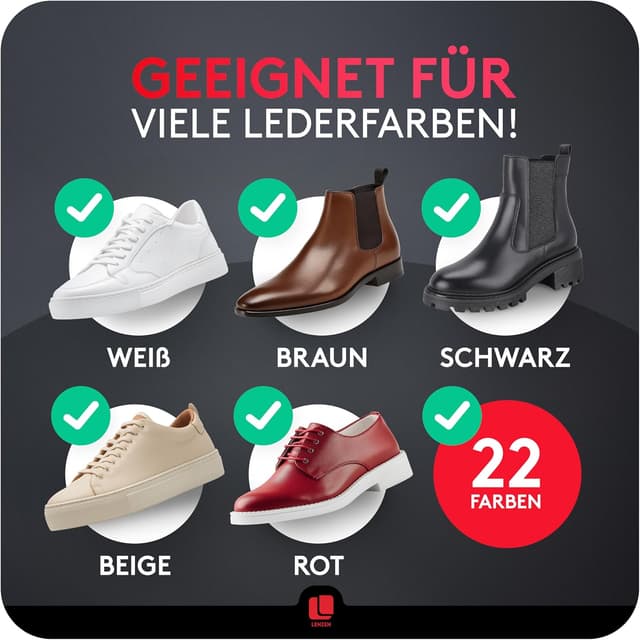 Detalle 2 de Lenzen Premium Cirage à Chaussures crème nourrissante pour cuir lisse et grainé (Rouge)