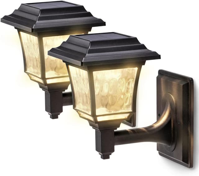 Detalle de LeiDrail Solar Fence Lights (2 Pack) with 2 Colour Modes – Waterproof IP55 Outdoor Wall Lights