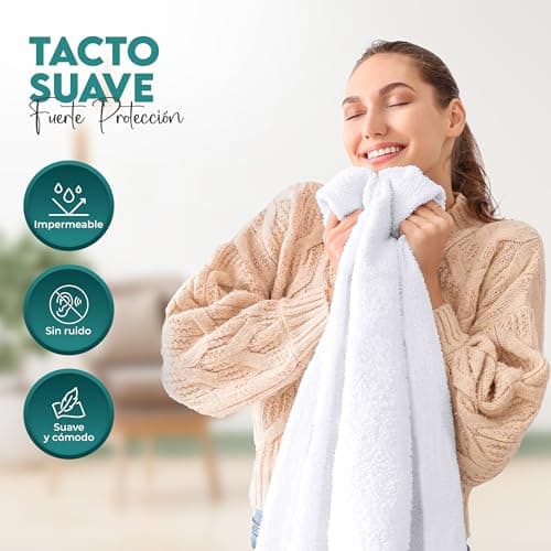 Detalle 2 de Utopia Bedding Protector de colchón impermeable 90 x 190 cm (100% elástico, Oeko-Tex)