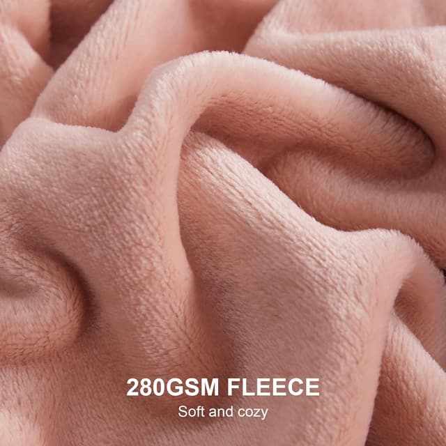 Detalle 2 de EHEYCIGA Dusty Pink fleece blanket throw (150x200cm) for sofa, bed & armchairs