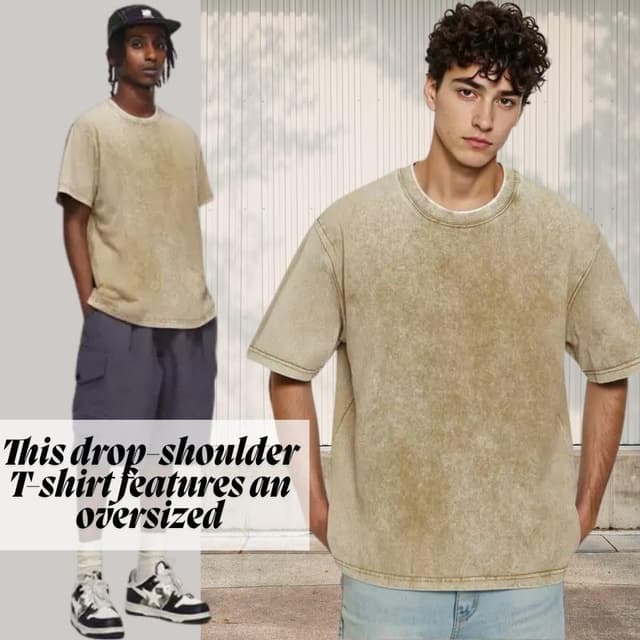 Detalle 2 de Herren Oversized T-Shirt 3er Pack aus Baumwolle – Basic, retro gewaschen & lässig für jeden Tag