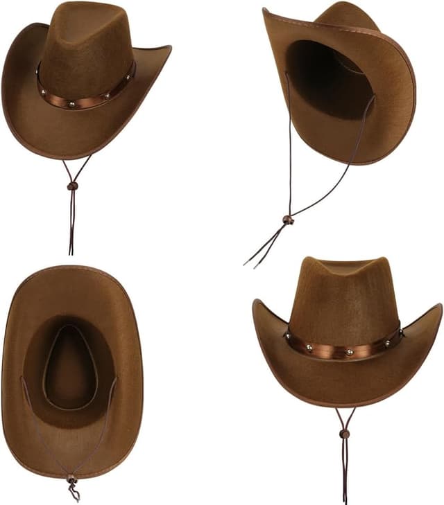 Detalle de Aomig 3-piece cowboy hat fancy dress set with paisley bandanna and heart sunglasses