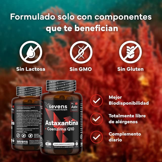 Thumbnail 3 de Astaxantina Astapure® con Coenzima Q10 y Aceite 🌿 60 Perlas