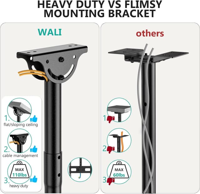Thumbnail 6 de WALI CM2665-P Ceiling TV Mount 26–65 inch